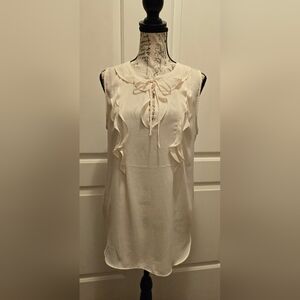 Ann Taylor LOFT Neck Tie Sleeveless Top Cream Medium NWOT